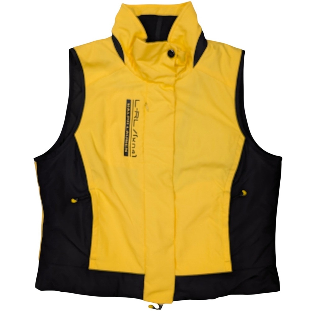 Ralph Lauren L RL Active Women's Yellow Black Colorblock Puffer Vest Size L - Picture 1 of 12